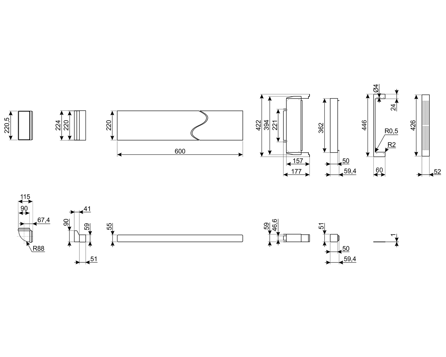 Схема встраивания Smeg KITF6HOBD