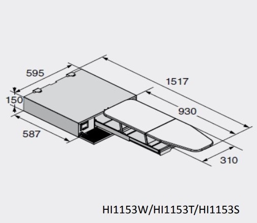 Схема встраивания Выдвижная гладильная доска Asko HI1153 W